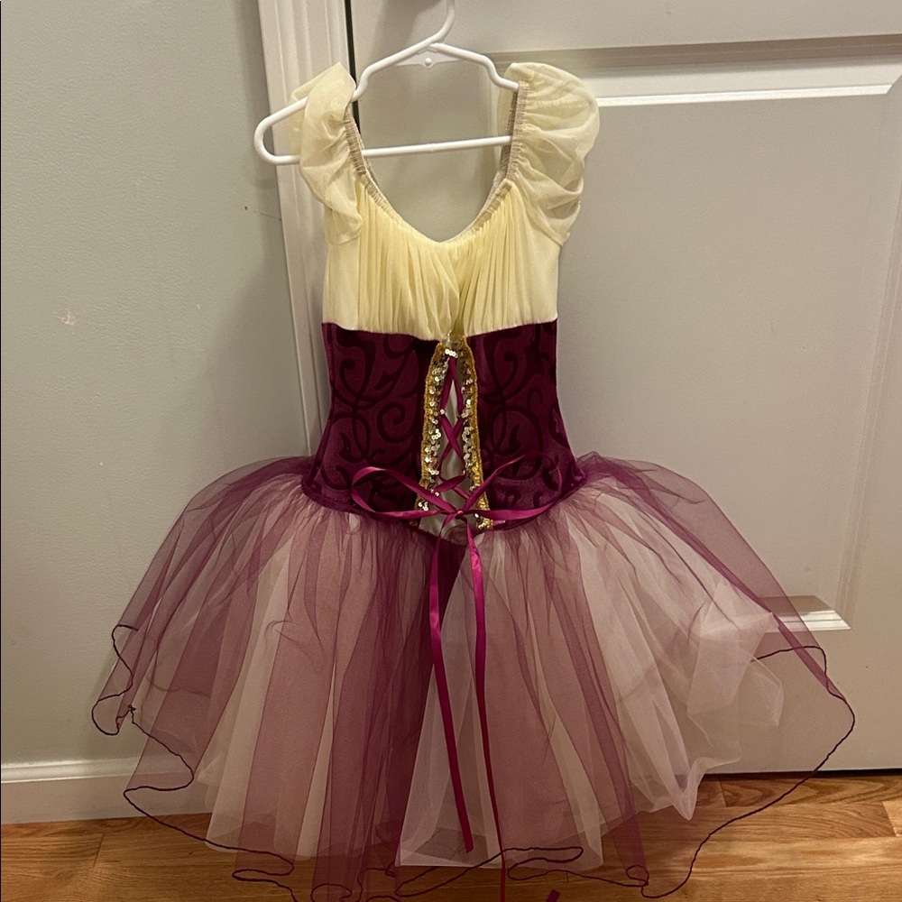 Wish Burgundy and Cream Kids Dance Costume